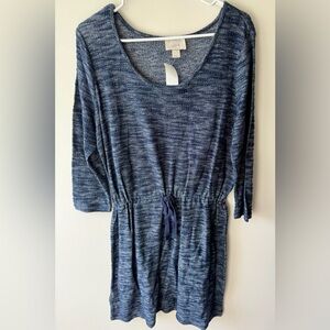 NWT LOFT Blue and Gray Heathered Knit Dress Size Medium